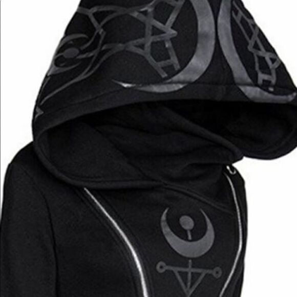 Gothic Hoodie Jacket with pockets and double zippers. - Picture 5 of 10